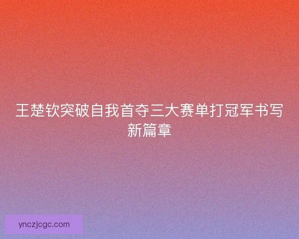 王楚钦突破自我首夺三大赛单打冠军书写新篇章