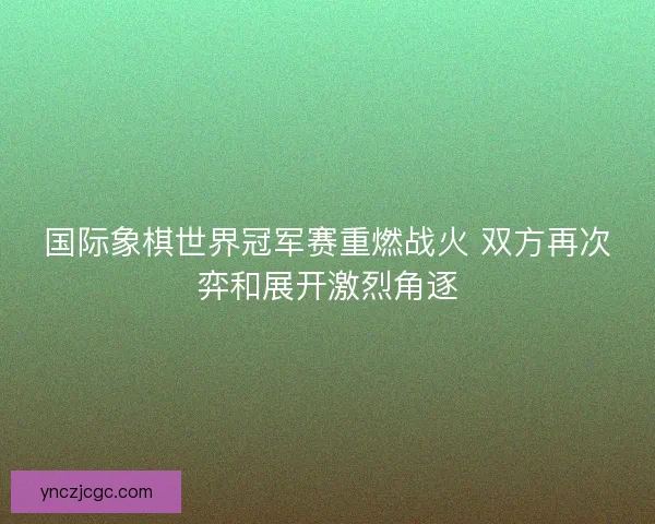国际象棋世界冠军赛重燃战火 双方再次弈和展开激烈角逐